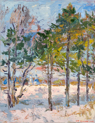 Jour d’hiver ensoleillé dans les environs de Moscou. Huile sur toile, 90 x 70 cm. 2008