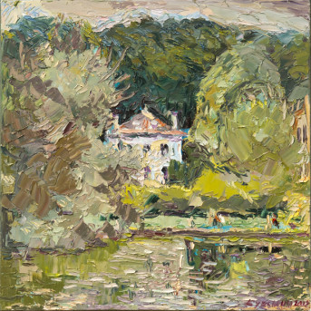 Petite maison aux étangs de Corot. Huile sur toile, 58 x 58 cm. 2012. Collection privée