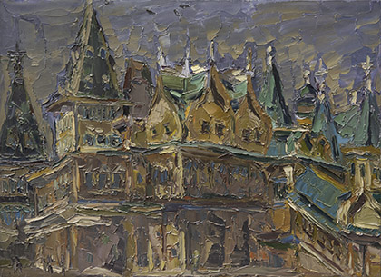 Le palais du tsar Alexis Mikhaïlovitch à Kolomenskoïe. Huile sur toile, 73 x 100 cm. 2012