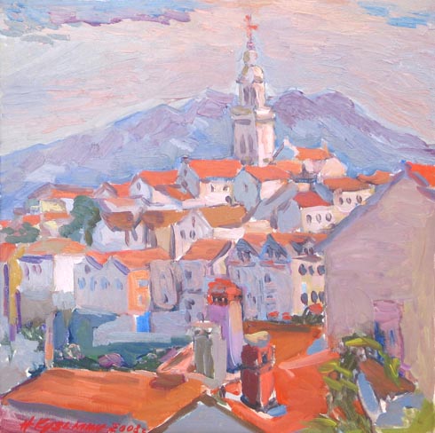 La vieille ville. Korčula. Huile sur toile, 40 х 40 cm. 2008.