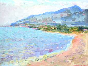 La mer en Corse. Huile sur toile. 60 x 80 cm. 2005