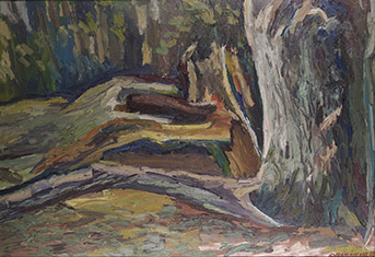 Deux arbres. Huile sur toile, 70 x 100 cm. 2018