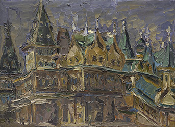 Le palais du tsar Alexis Mikhaïlovitch à Kolomenskoïe. Huile sur toile, 73 x 100 cm. 2012