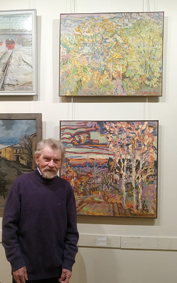 Nikolaï Kouzmine à Starosadsky : En haut : Porche d'automne. En bas : Automne. Huile sur toile, 2022. En haut : H 68 х L 85 cm, En bas : H 80 х L 80 cm.